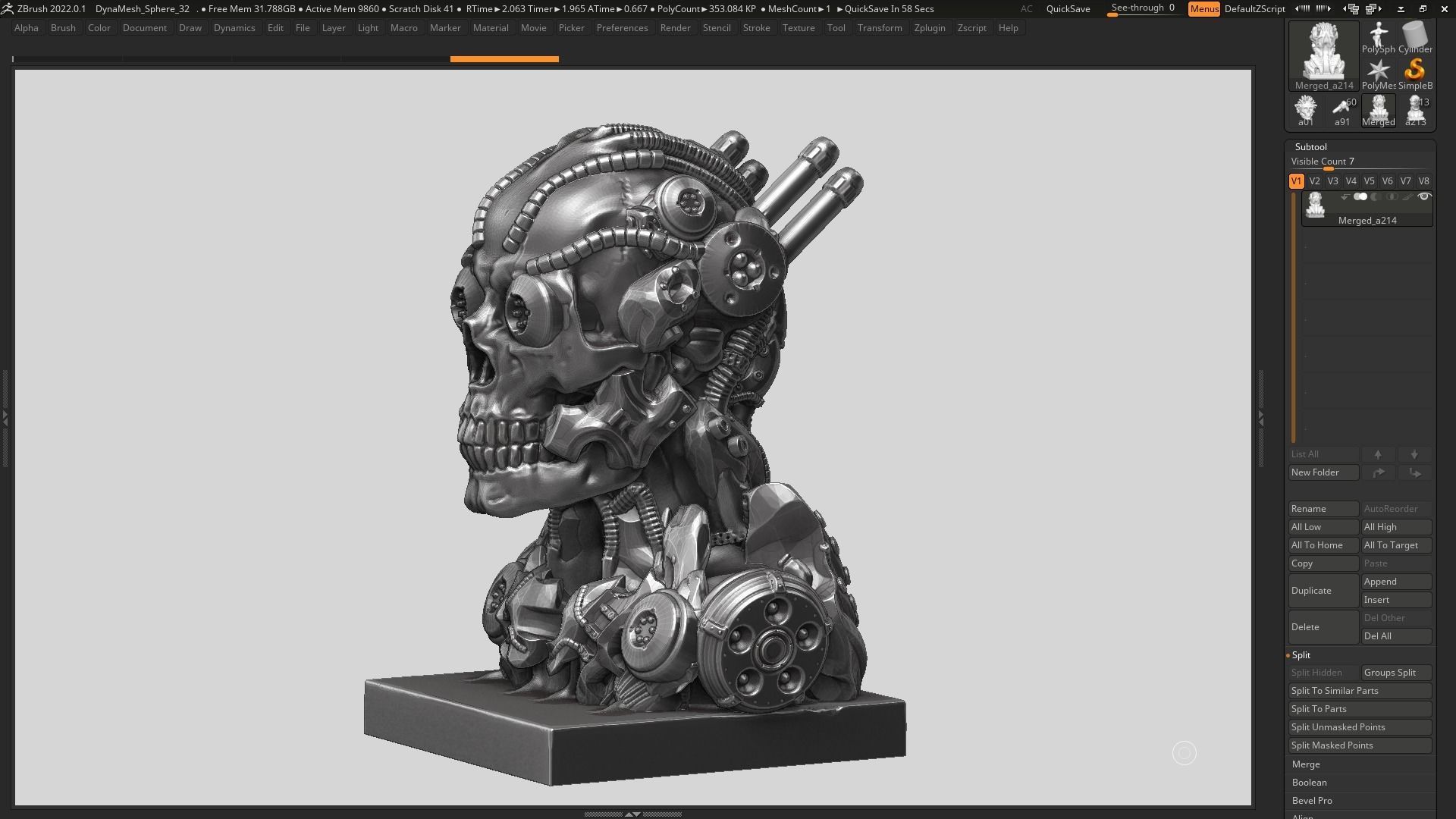 skull robot bust a07 3D print model_12