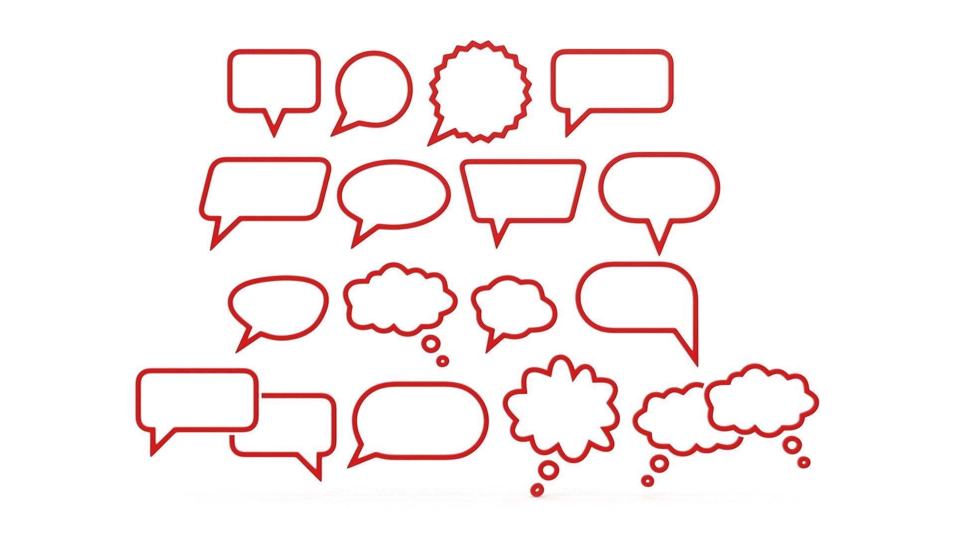 Speech Bubble Set Low-poly 3D model_1