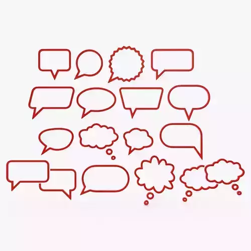 Speech Bubble Set Low-poly 3D model
