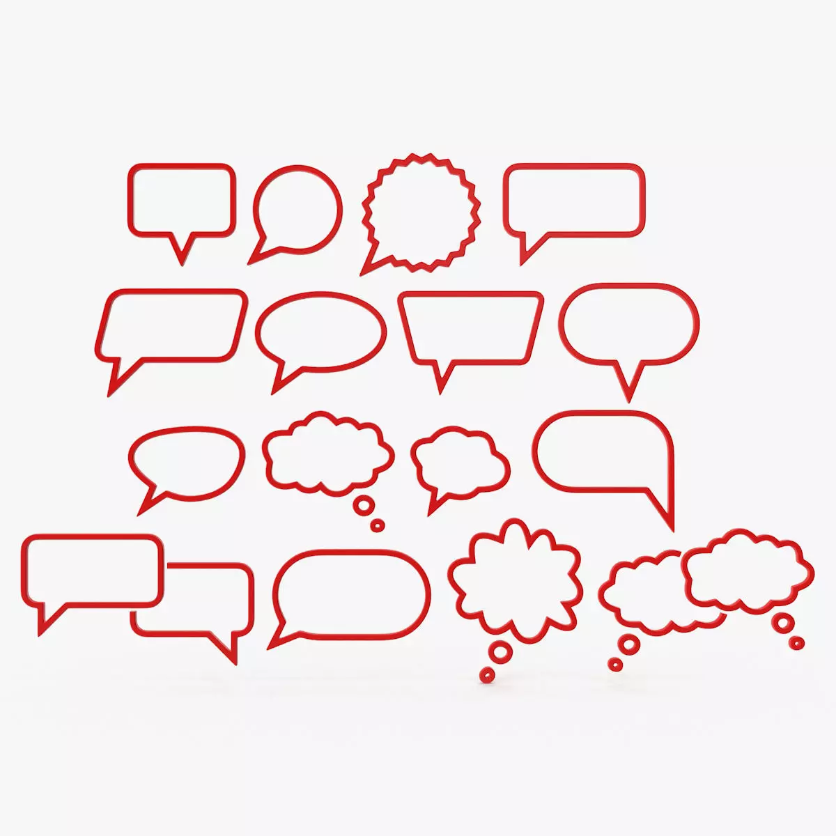 Speech Bubble Set Low-poly 3D model_0