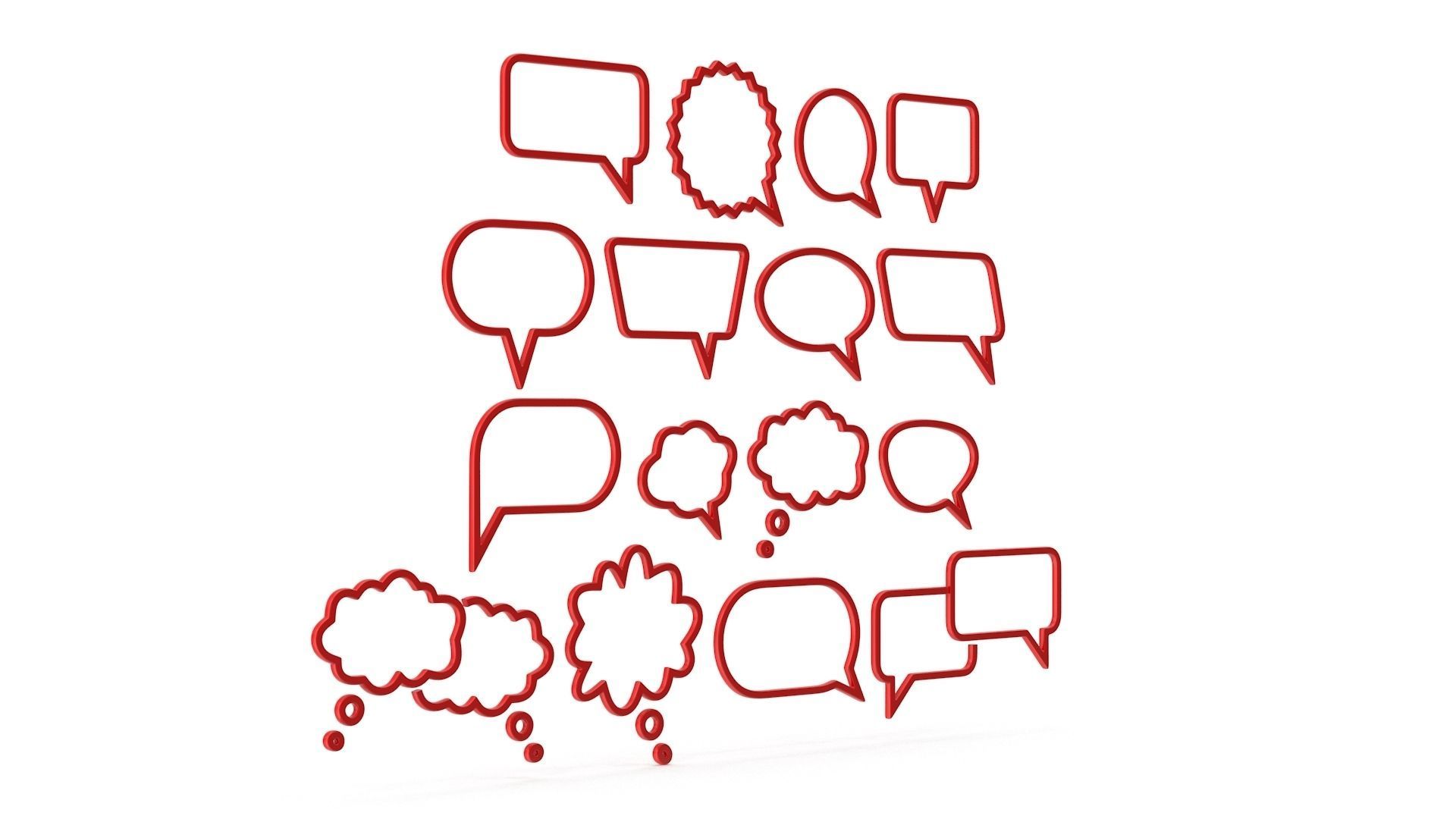 Speech Bubble Set Low-poly 3D model_4