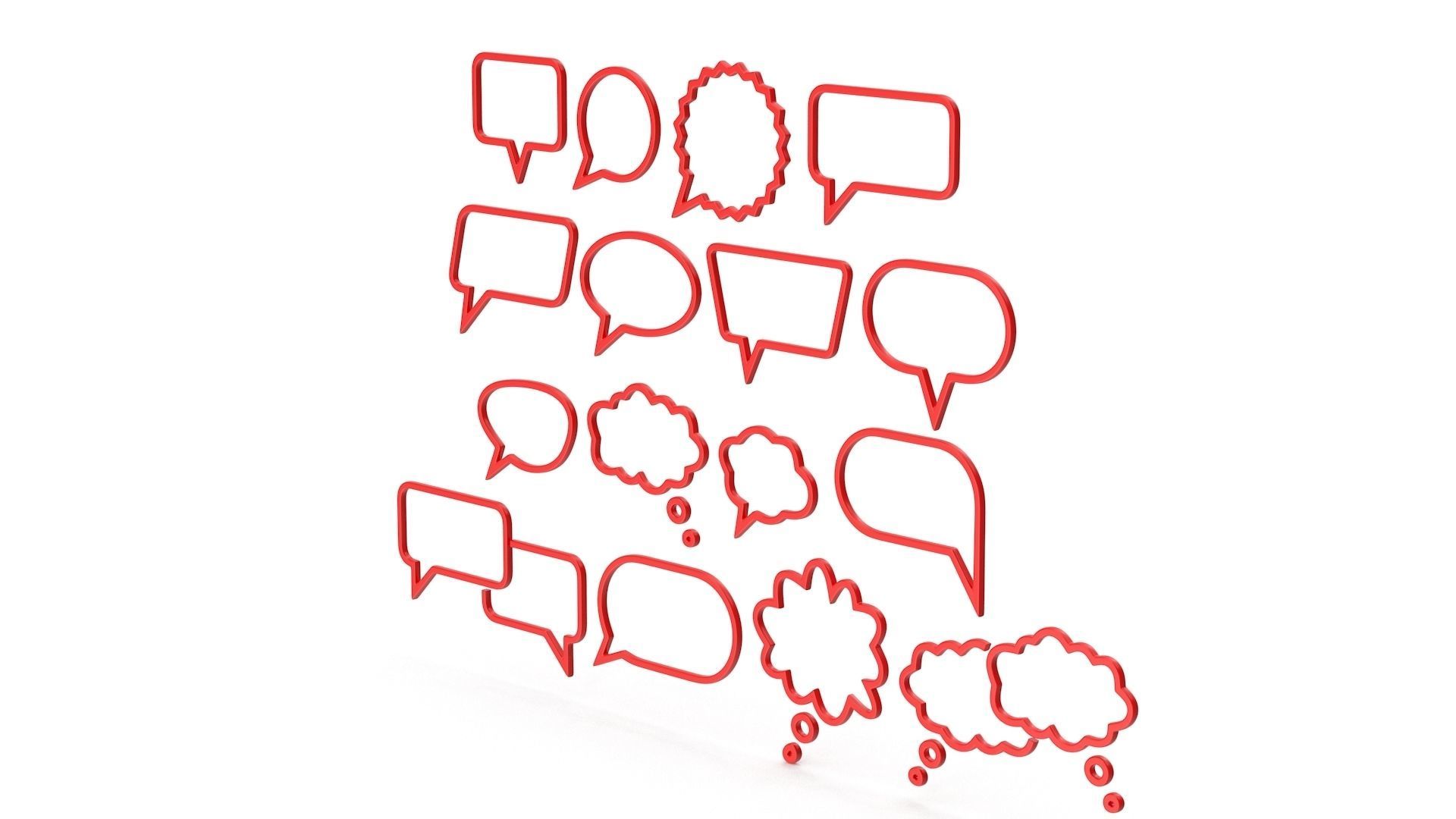 Speech Bubble Set Low-poly 3D model_2