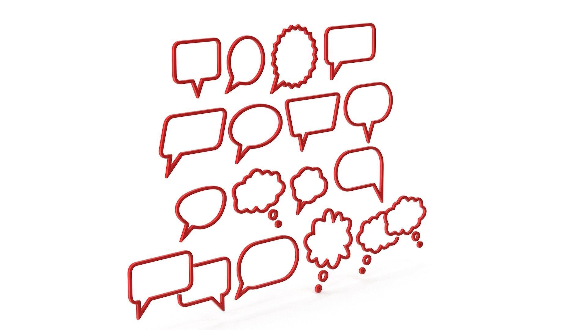 Speech Bubble Set Low-poly 3D model_3