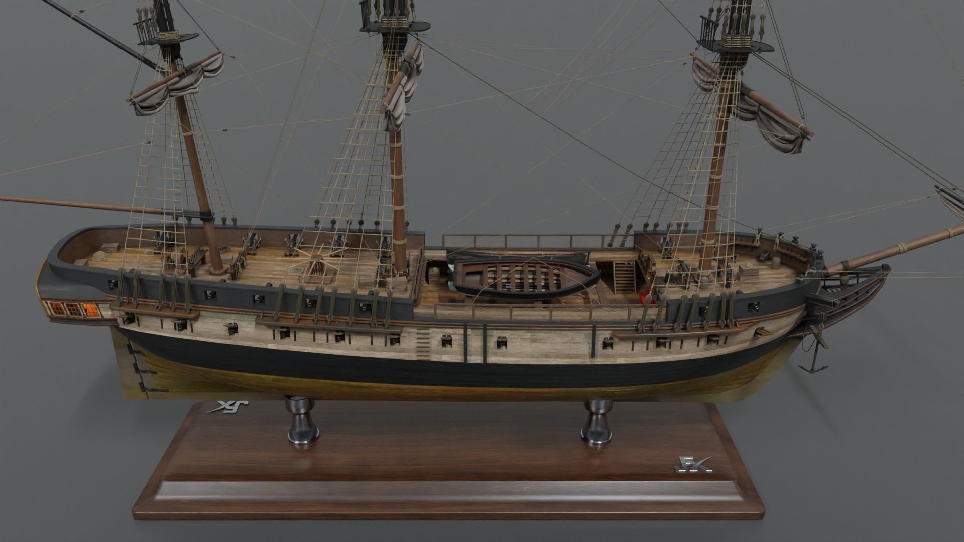 small boat Low-poly 3D model_9