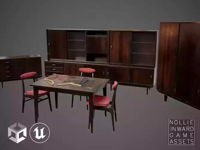 Soviet Furniture Vol1 - Dark Variants 3D Model Collection