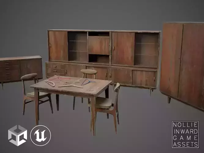 Soviet Furniture Vol1 - Damaged Variants 3D Model Collection