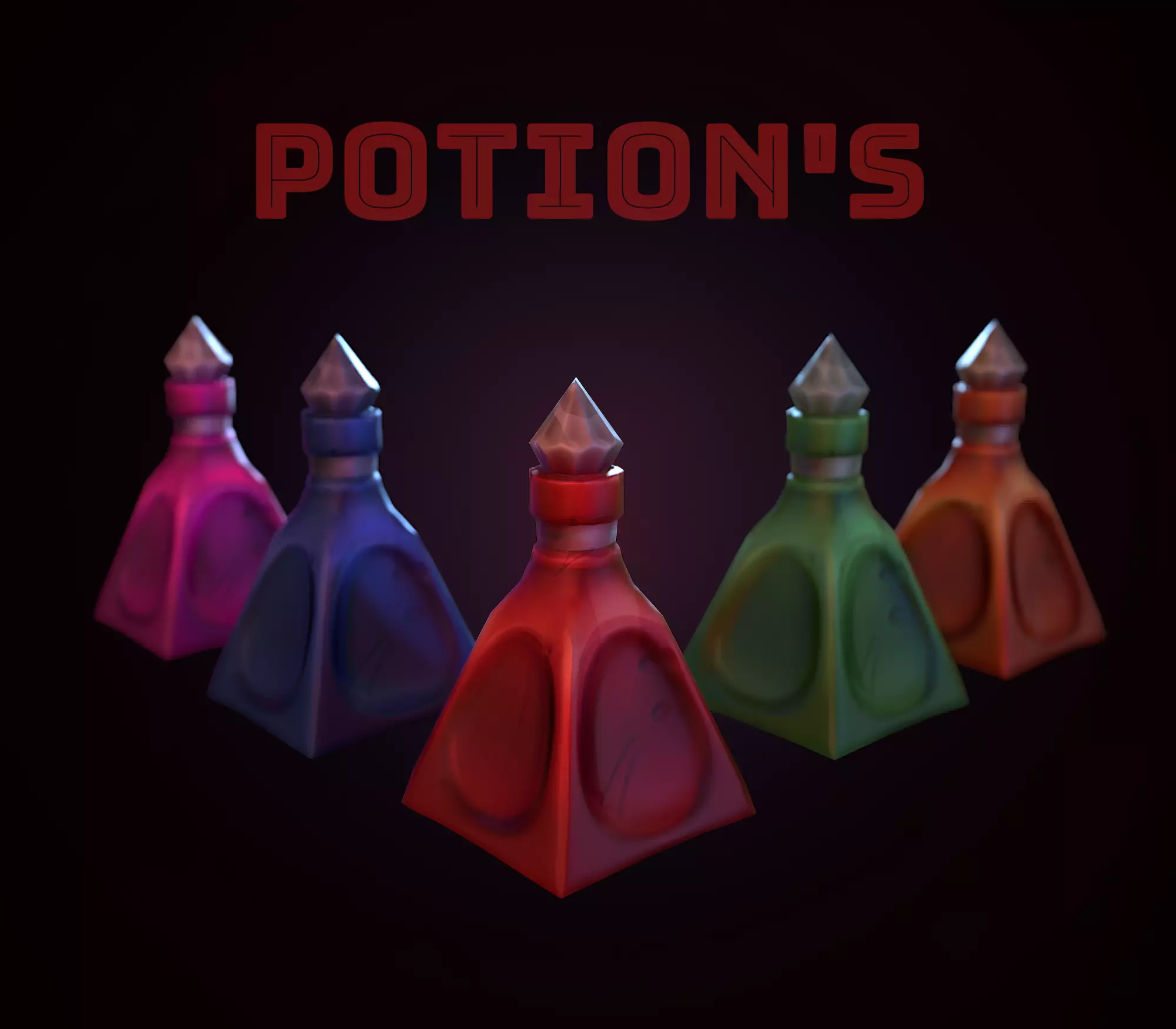 Free Handpainted RPG Potions Free low-poly 3D model