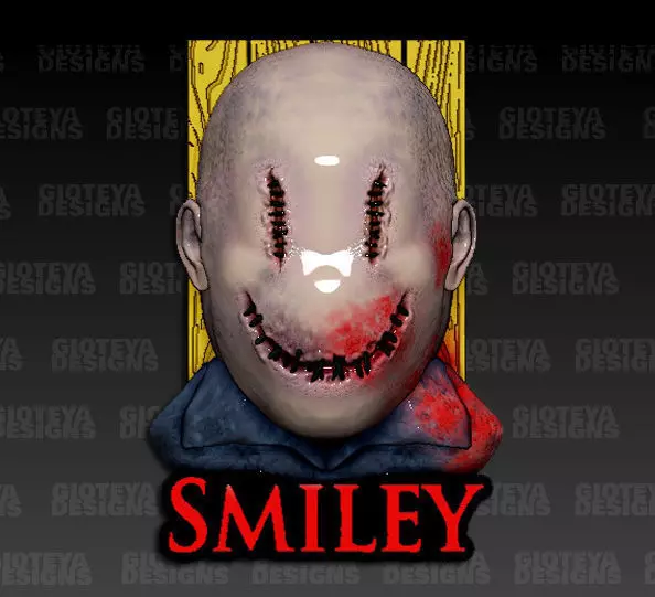 Smiley face with blood 3D model_0