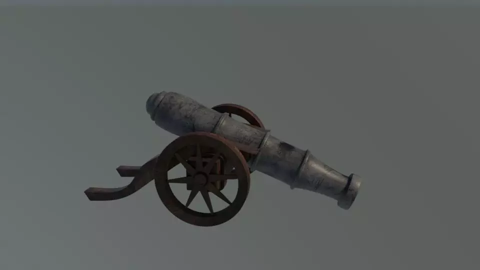 cannon 3d model on wheels Free low-poly 3D model_0