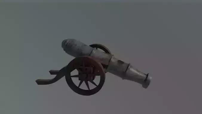cannon 3d model on wheels Free low-poly 3D model