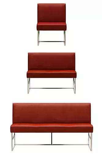 Bench set with backrest leather and metal 