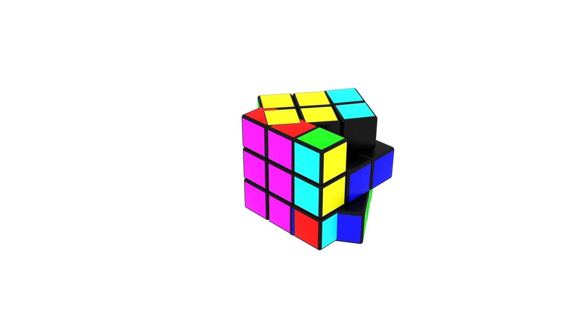 Rubiks Cube With Solving Animation 3D model_4