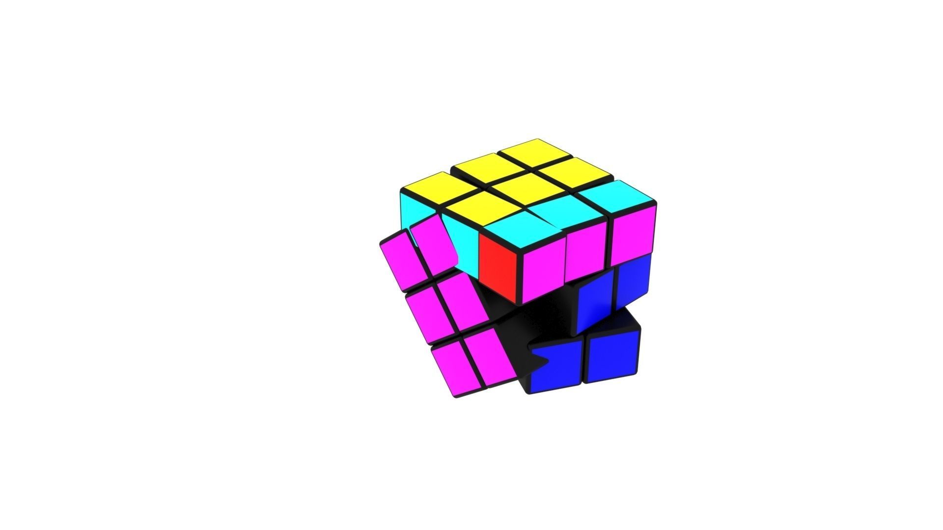 Rubiks Cube With Solving Animation 3D model_3