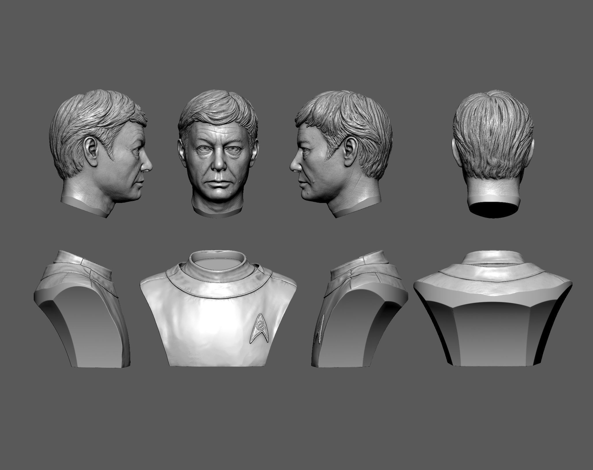 DeForest Kelley as Dr Leonard McCoy Bust Printable 3D Model 3D print model_12