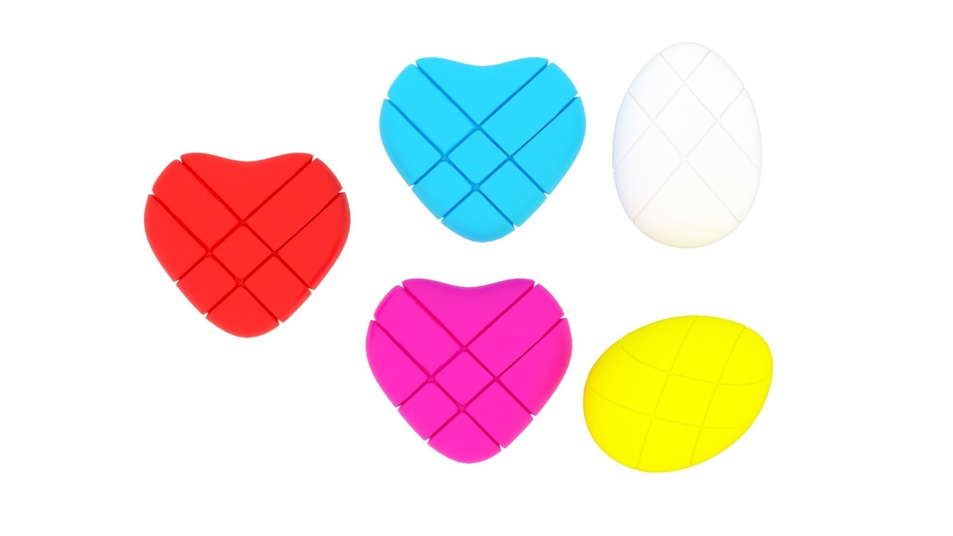 Heart Cubes and Morph Eggs Set 3D model_1