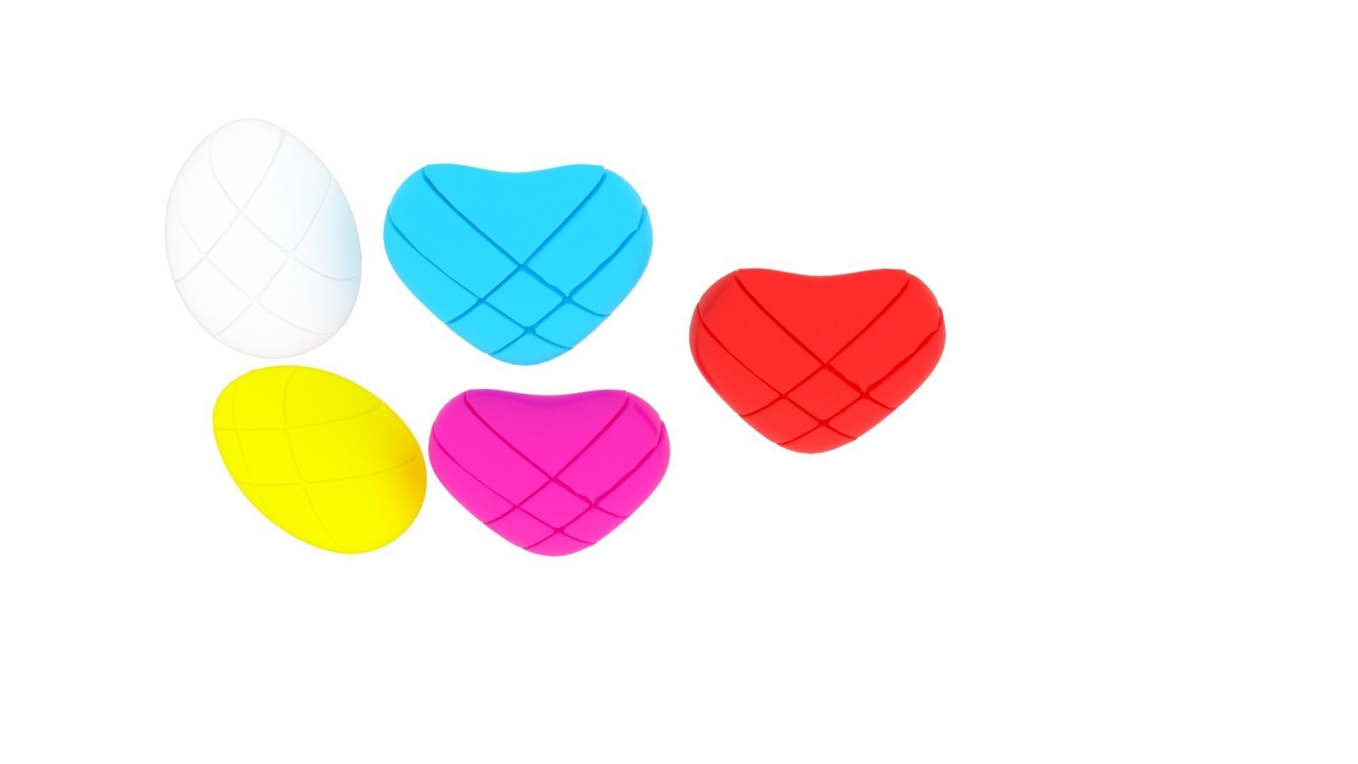 Heart Cubes and Morph Eggs Set 3D model_8
