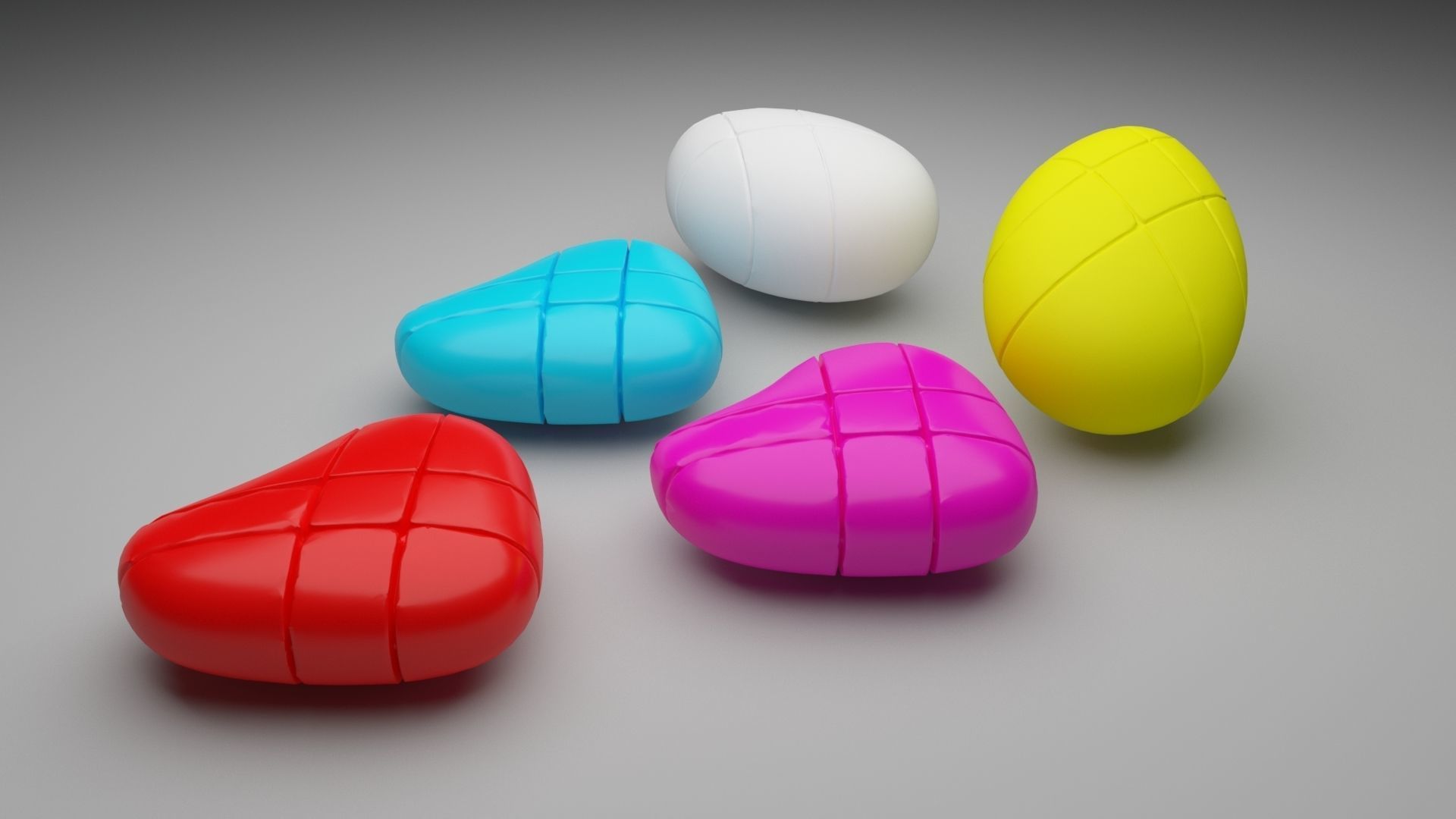 Heart Cubes and Morph Eggs Set 3D model_11