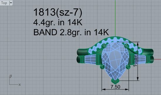 1- Stone Emerald Ring With Notched Band 1813 3D print model 3D print model_4