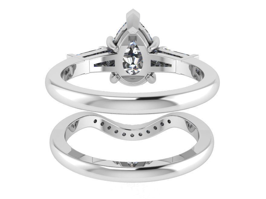 1- Stone Emerald Ring With Notched Band 1813 3D print model 3D print model_3