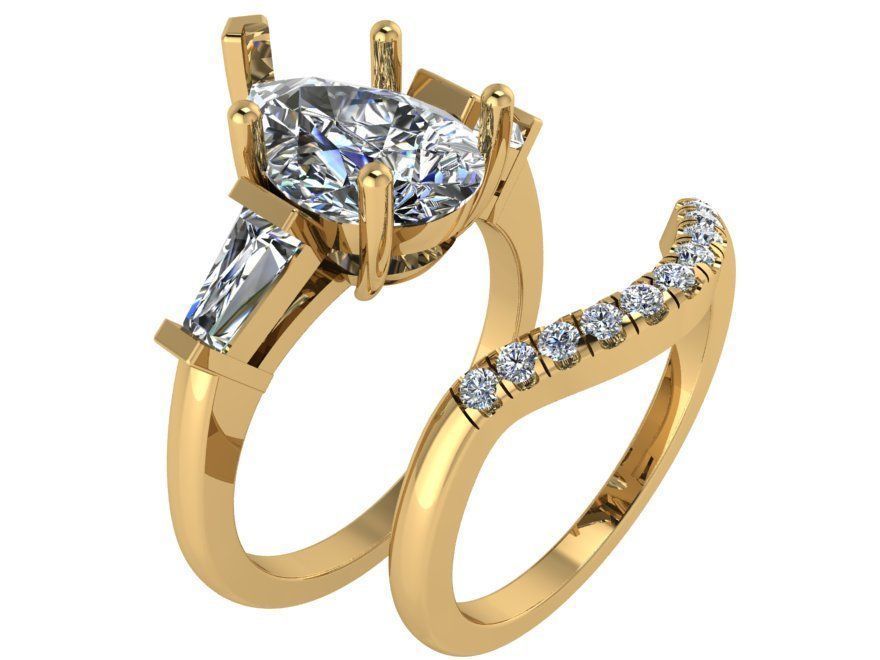 1- Stone Emerald Ring With Notched Band 1813 3D print model 3D print model_1