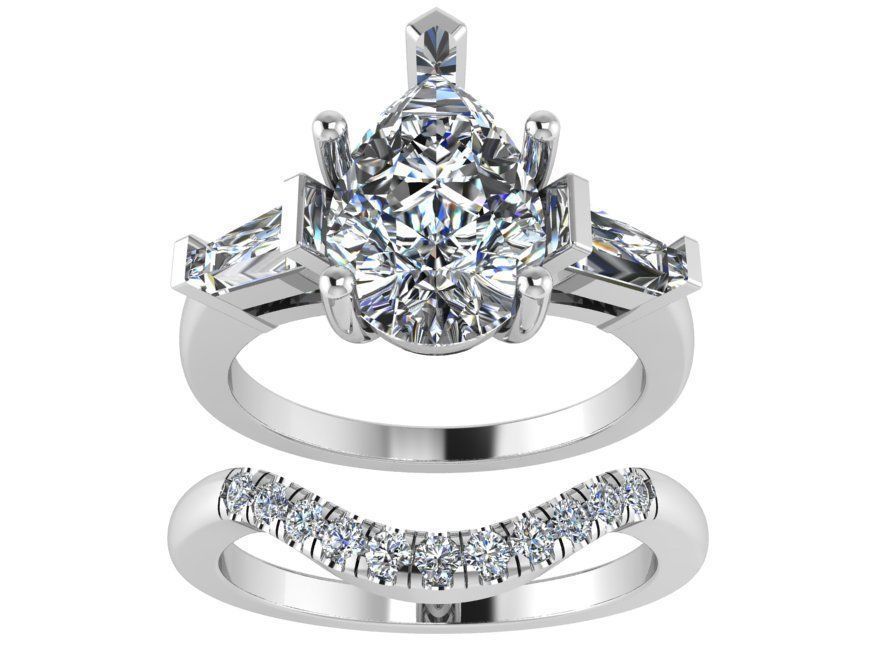 1- Stone Emerald Ring With Notched Band 1813 3D print model 3D print model_2