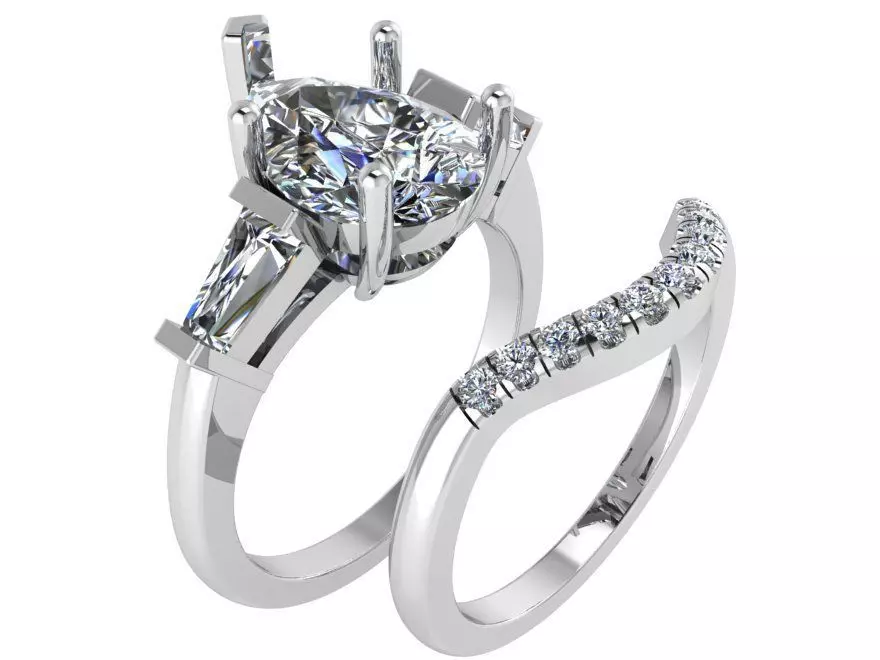 1- Stone Emerald Ring With Notched Band 1813 3D print model 3D print model_0