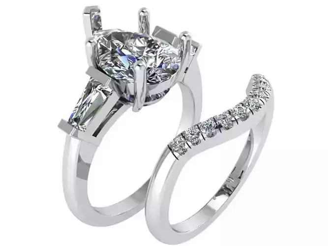 1- Stone Emerald Ring With Notched Band 1813 3D print model