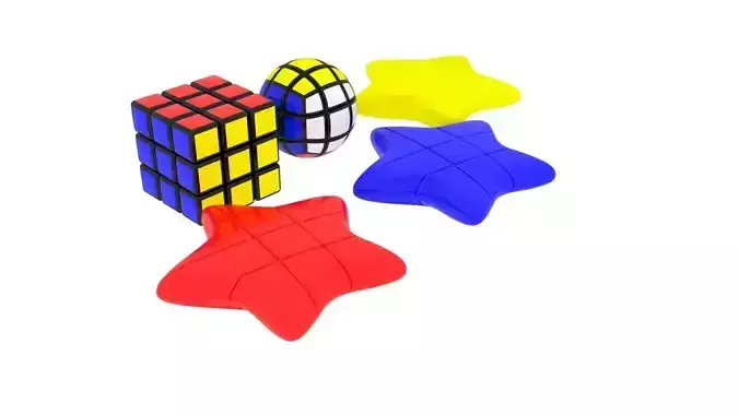 Different Shapes of Rubiks Cube Set 3D model