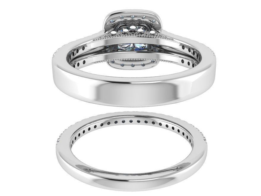 Princess Diamond Ring With Band 1814 3D print model 3D print model_3