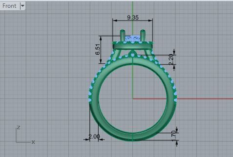 Princess Diamond Ring With Band 1814 3D print model 3D print model_5