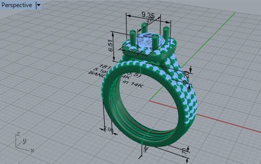 Princess Diamond Ring With Band 1814 3D print model 3D print model_7