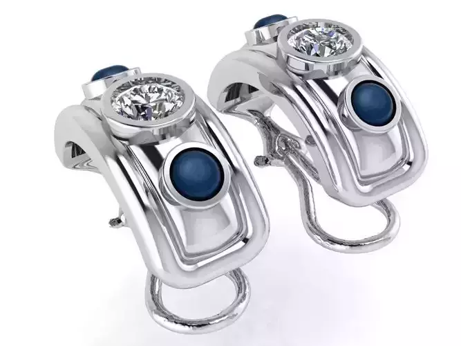 Diamond Hinged Earring 1815 3D print model 3D print model
