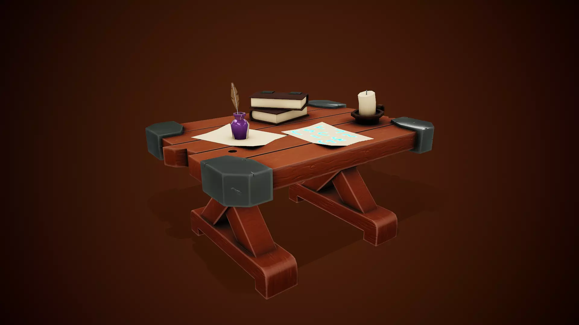 Stylized Table - Tutorial Included Low-poly 3D model_0