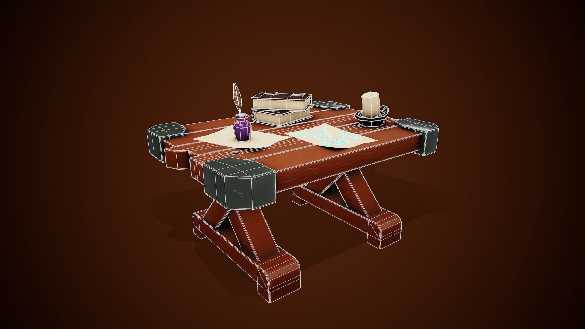Stylized Table - Tutorial Included Low-poly 3D model_3