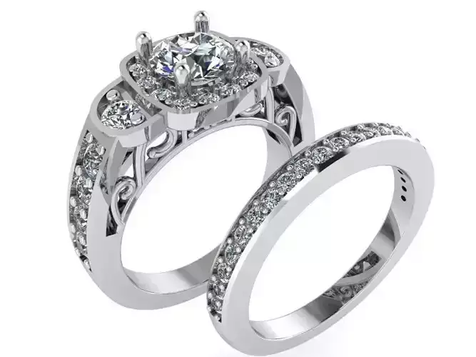 3-Stone Emerald Ring With Notched Band 1816  3D print model