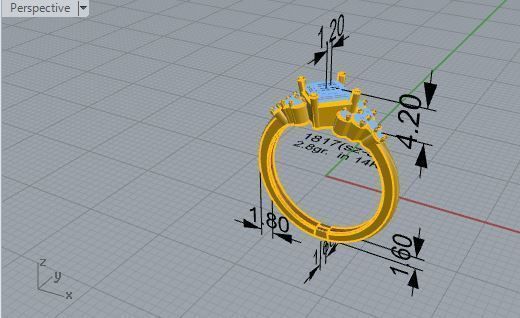 Peg Head Diamond Ring 1817 3D print model 3D print model_6