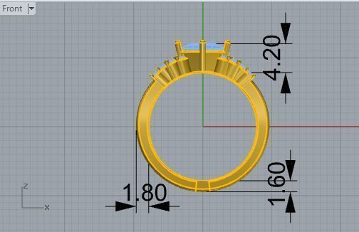 Peg Head Diamond Ring 1817 3D print model 3D print model_5