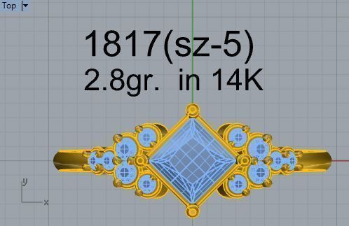 Peg Head Diamond Ring 1817 3D print model 3D print model_4