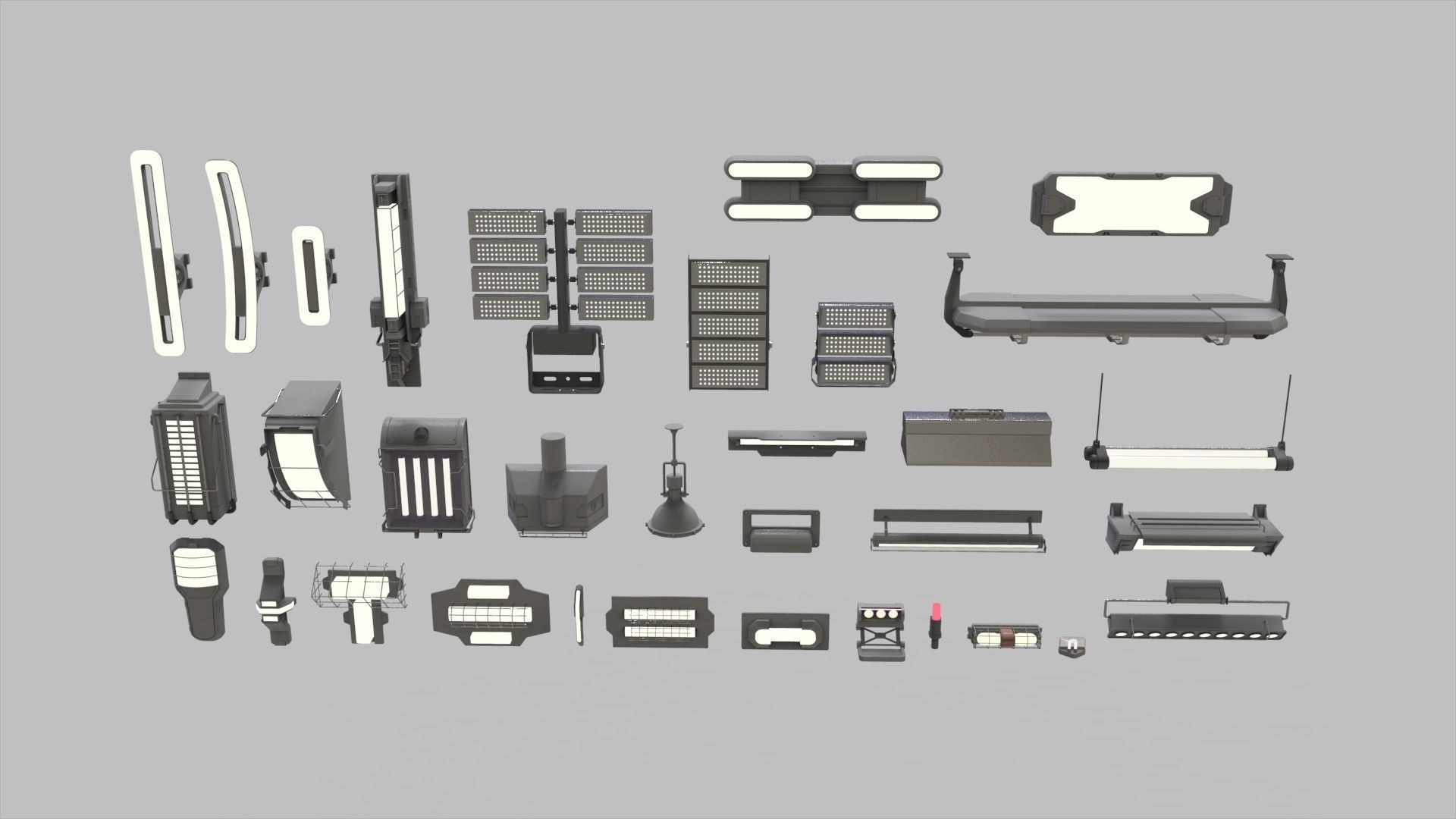 sci fi lighting 8 3D model_2