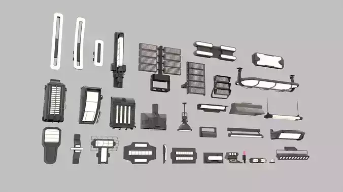 sci fi lighting 8 3D model