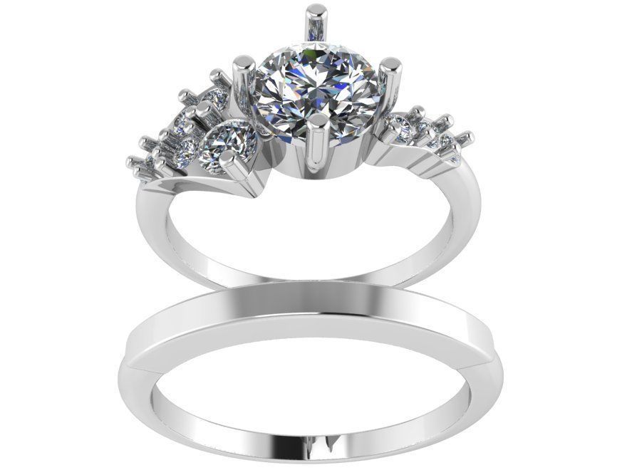 Round Halo Ring With Band 1818 3D print model 3D print model_2