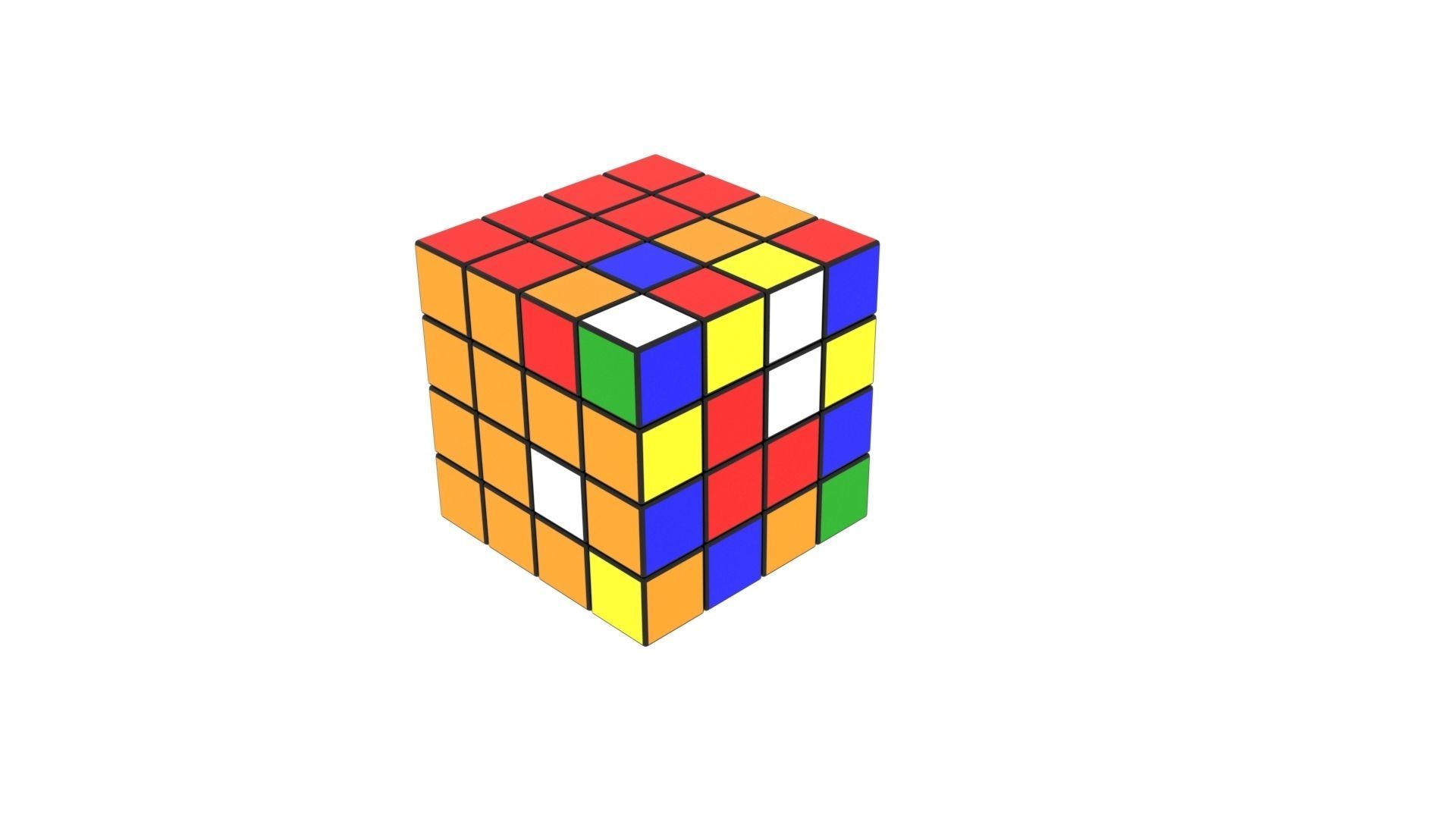 Rubiks Cube 4x4x4 3D model_7