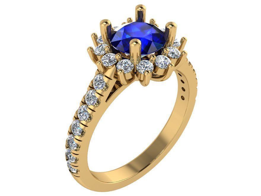 Blue Diamond Ring 1825 3D print model 3D print model_1