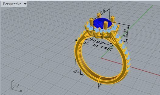 Blue Diamond Ring 1825 3D print model 3D print model_7
