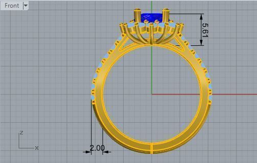 Blue Diamond Ring 1825 3D print model 3D print model_5