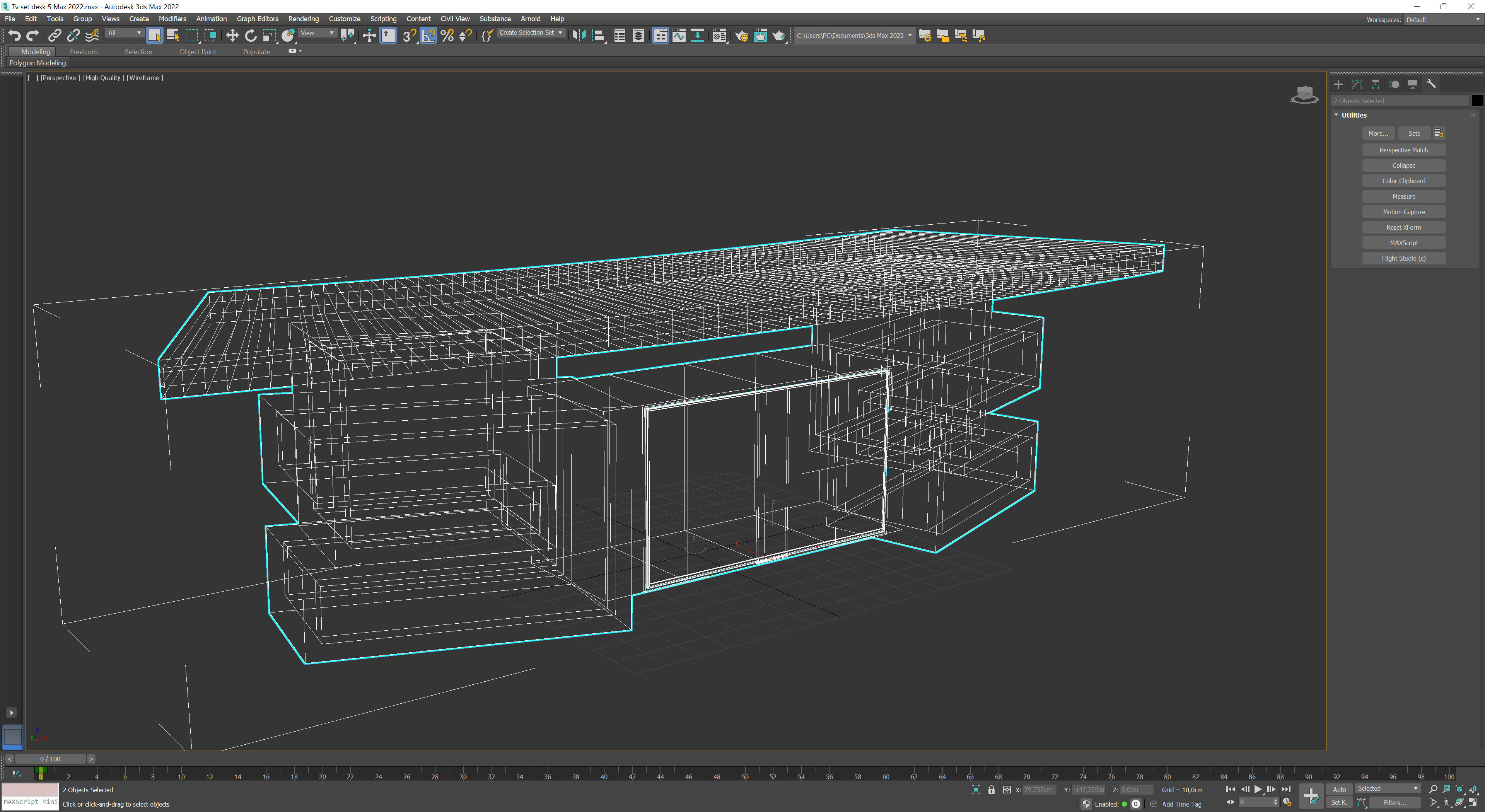 Tv set desk 5 Low-poly 3D model_10