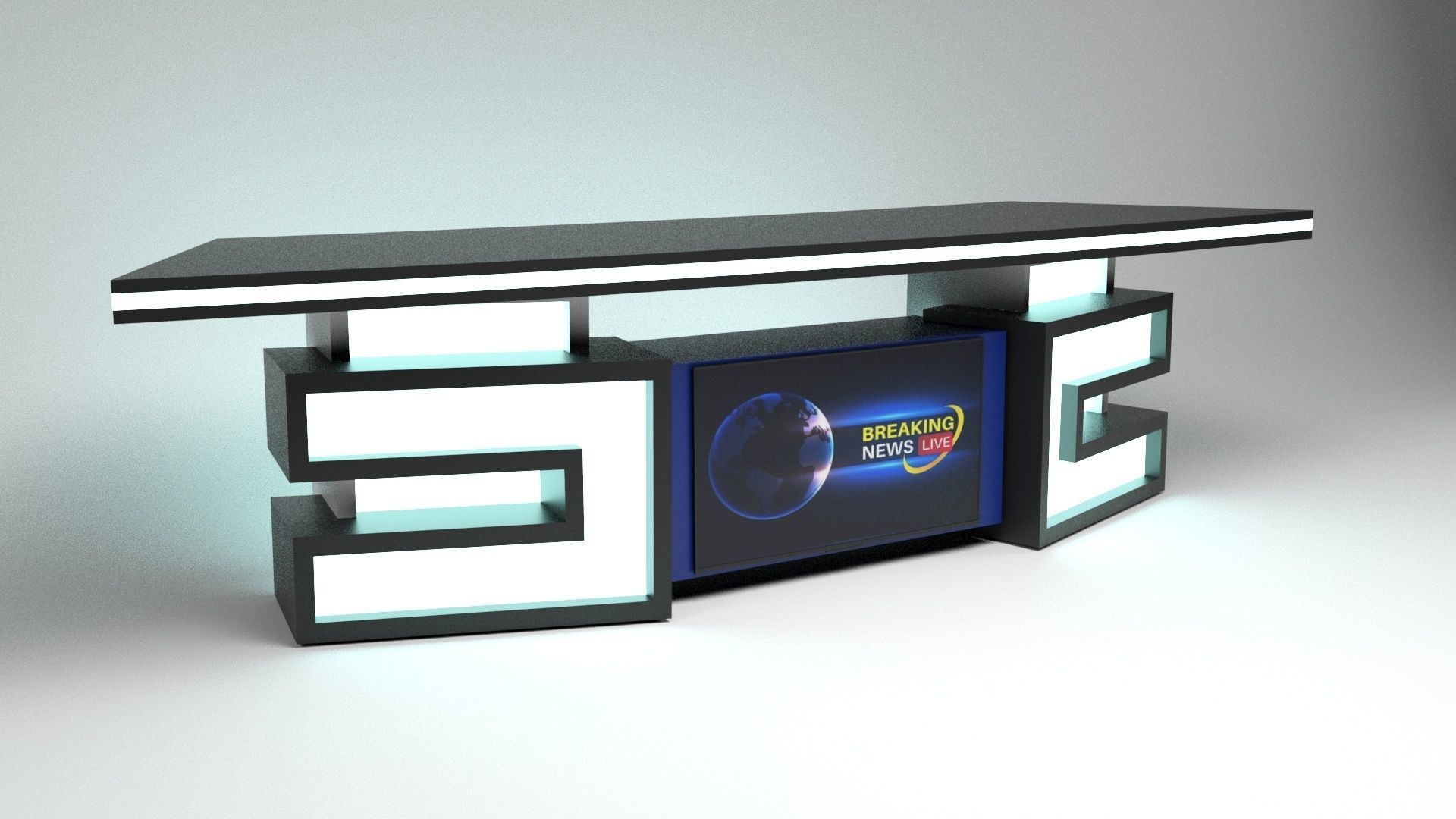 Tv set desk 5 Low-poly 3D model_1