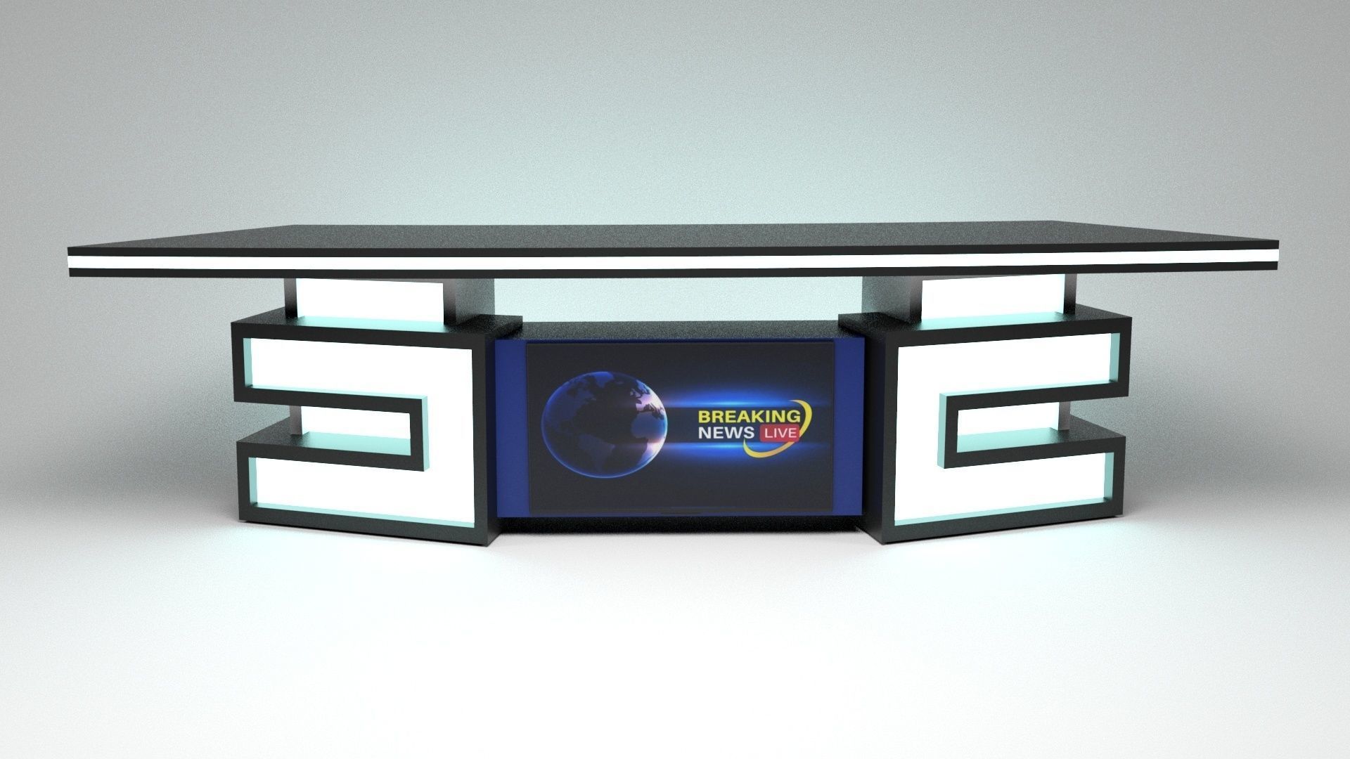 Tv set desk 5 Low-poly 3D model_2