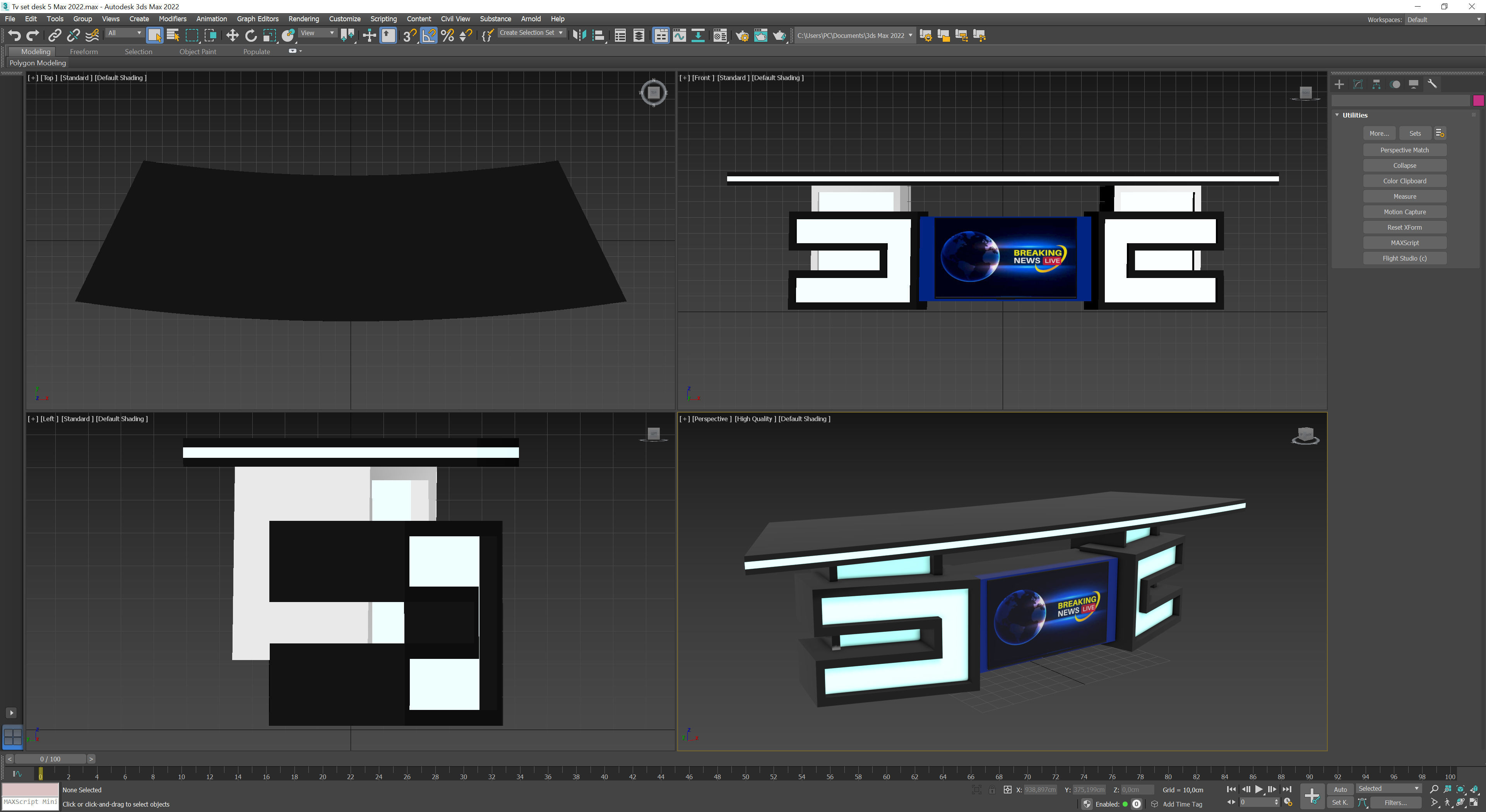 Tv set desk 5 Low-poly 3D model_8