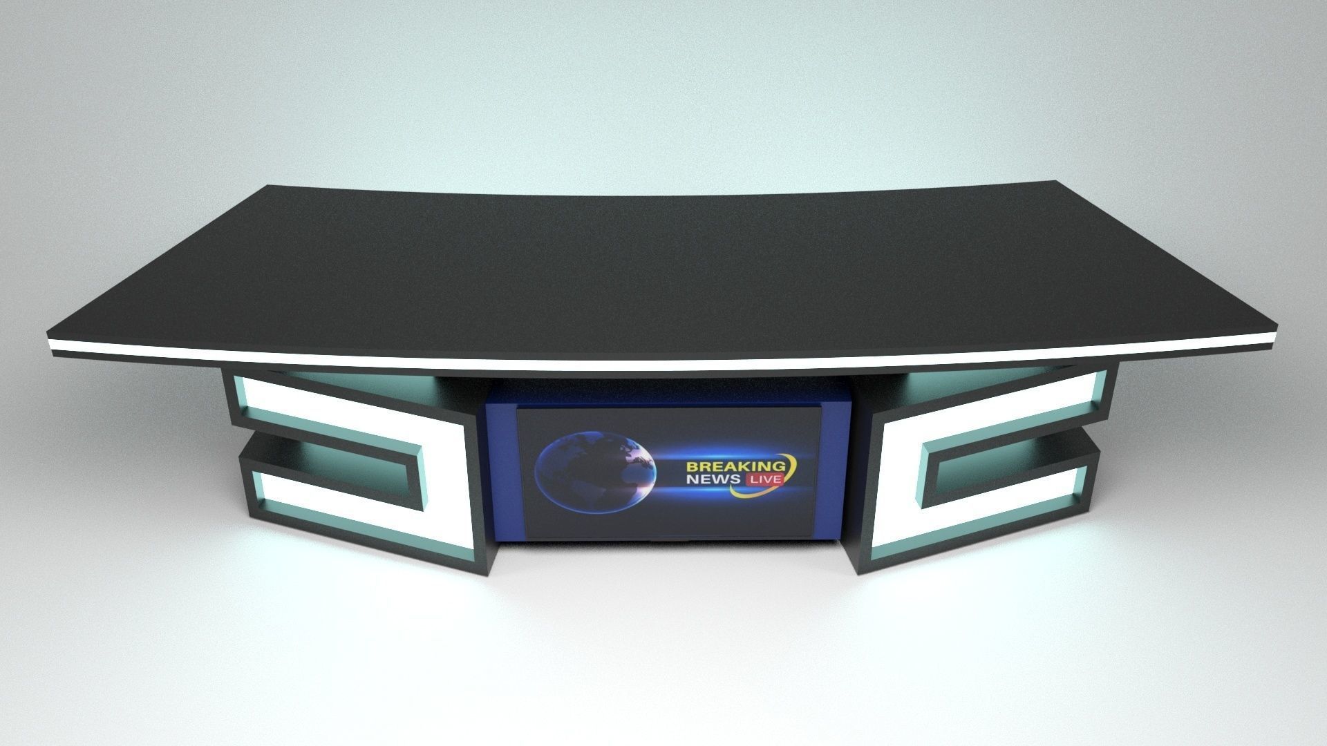 Tv set desk 5 Low-poly 3D model_3